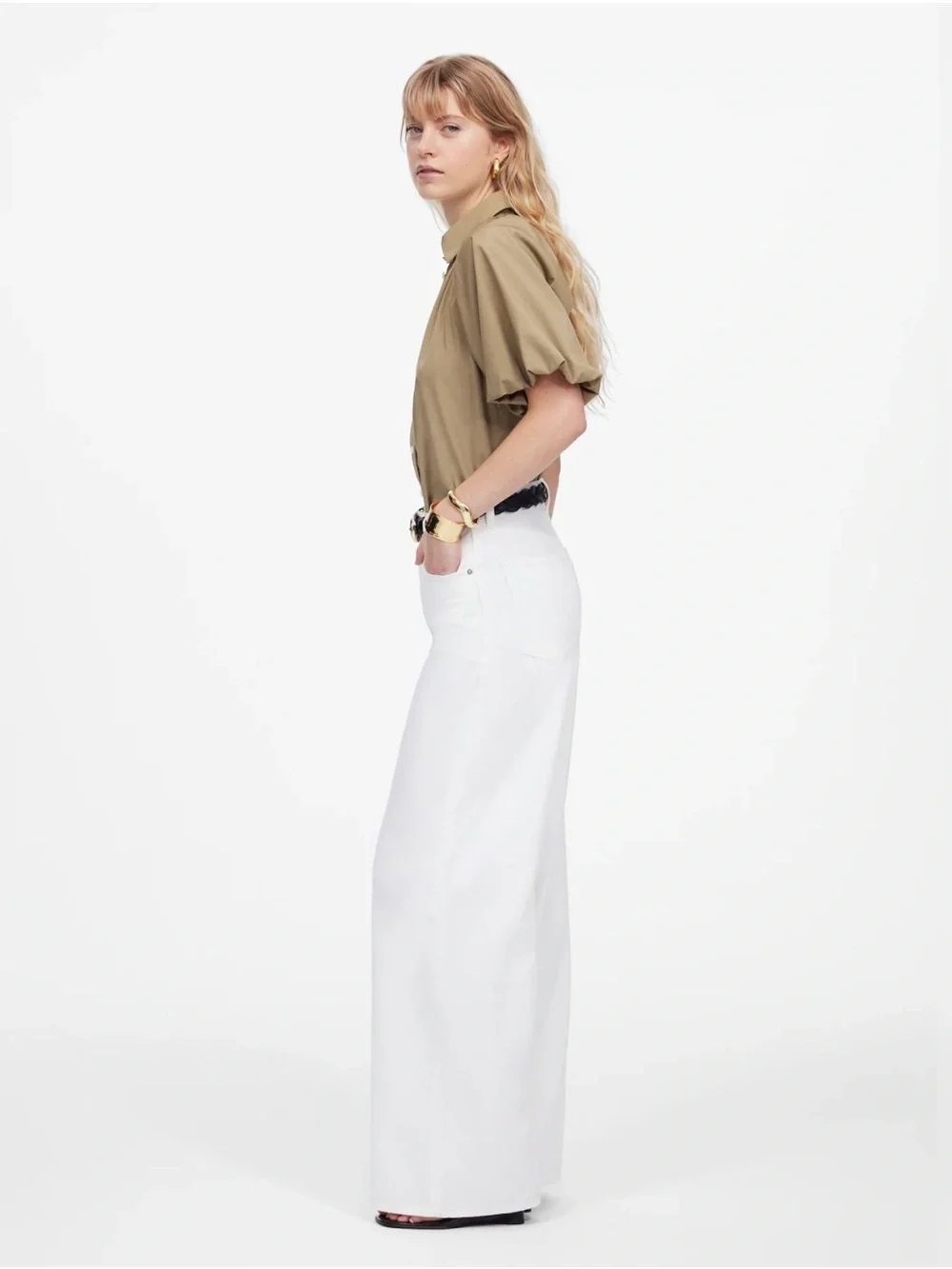 NWT MADEWELL SUPERWIDE-leg so Soft White Denim pants, High-rise .. Sz 25 & 26